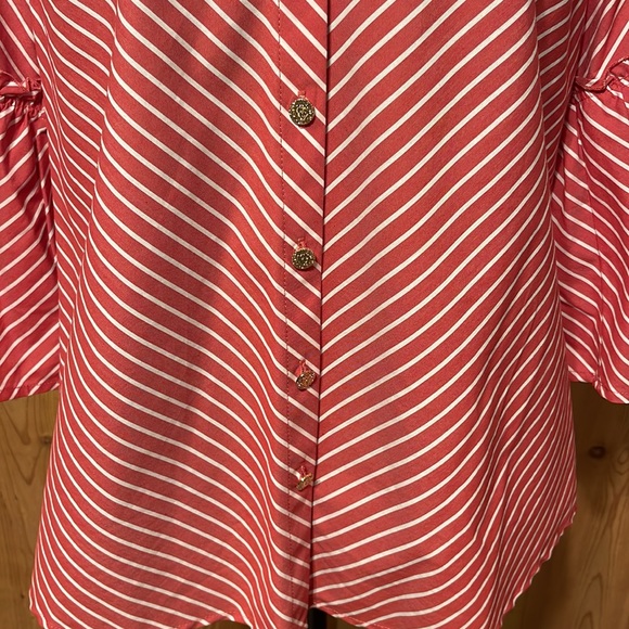 Anne Klein Button Down 3/4” Bell Sleeve Shirt - Picture 3 of 11